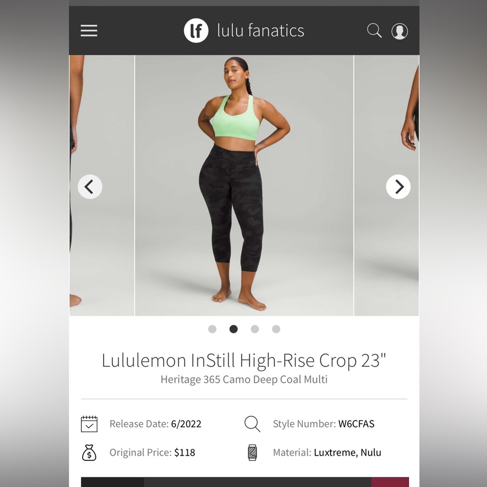 Lululemon Athletica High-Rise Crop Leggings - Deep Coal Multi